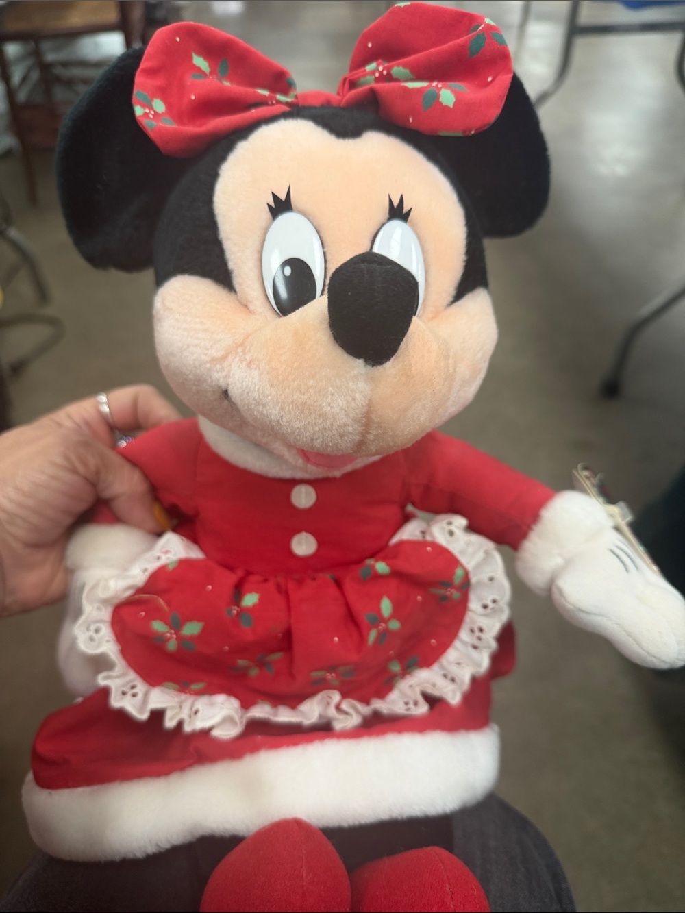 Disney Minnie Mouse Plush in Christmas Red Dress with White Trim